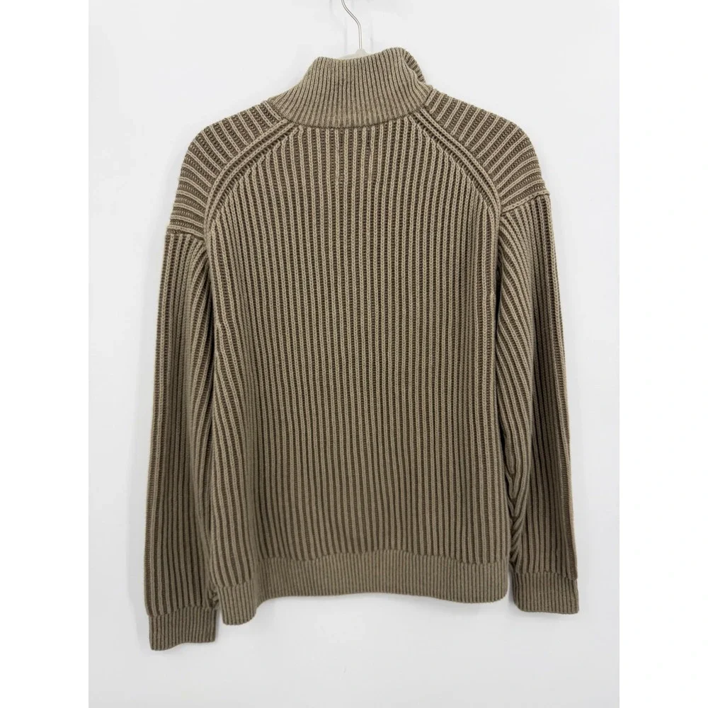 Abercrombie &‎ Fitch Oversized Quarter Zip Sweater Mens Small beige Ribbed Knit